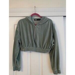 ZARA cropped velvet sweatshirt size LARGE